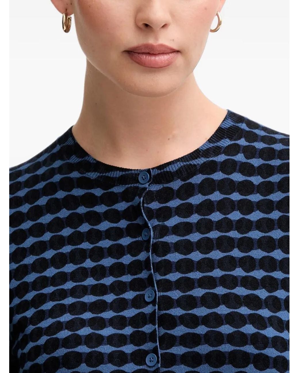 Benetton Blue Patterned Button Cardigan