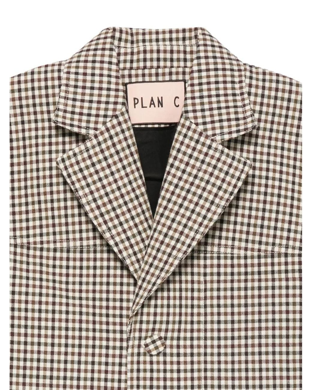 Plan C Gray Gingham-Check Blazer