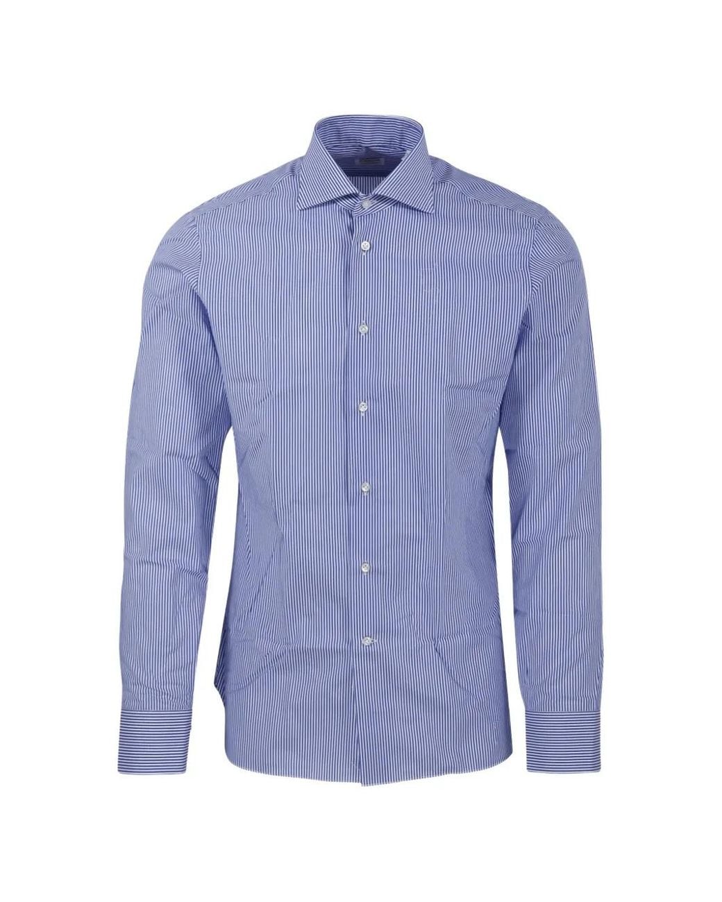 Borriello Blue Vertical-Stripe Shirt for men