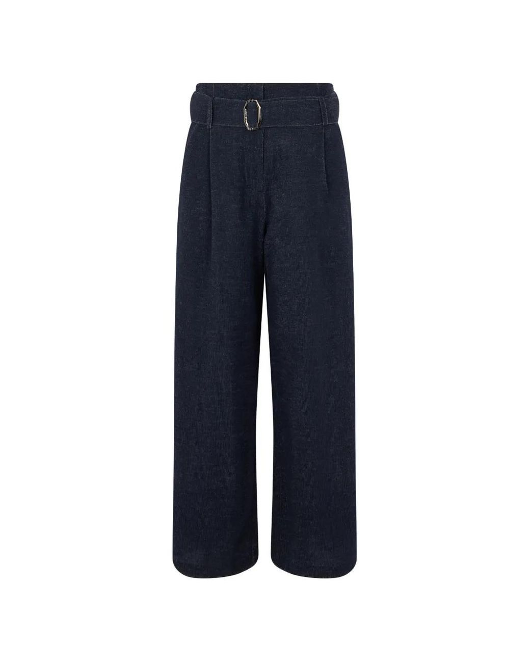 Moorer Blue Belted Palazzo Pants