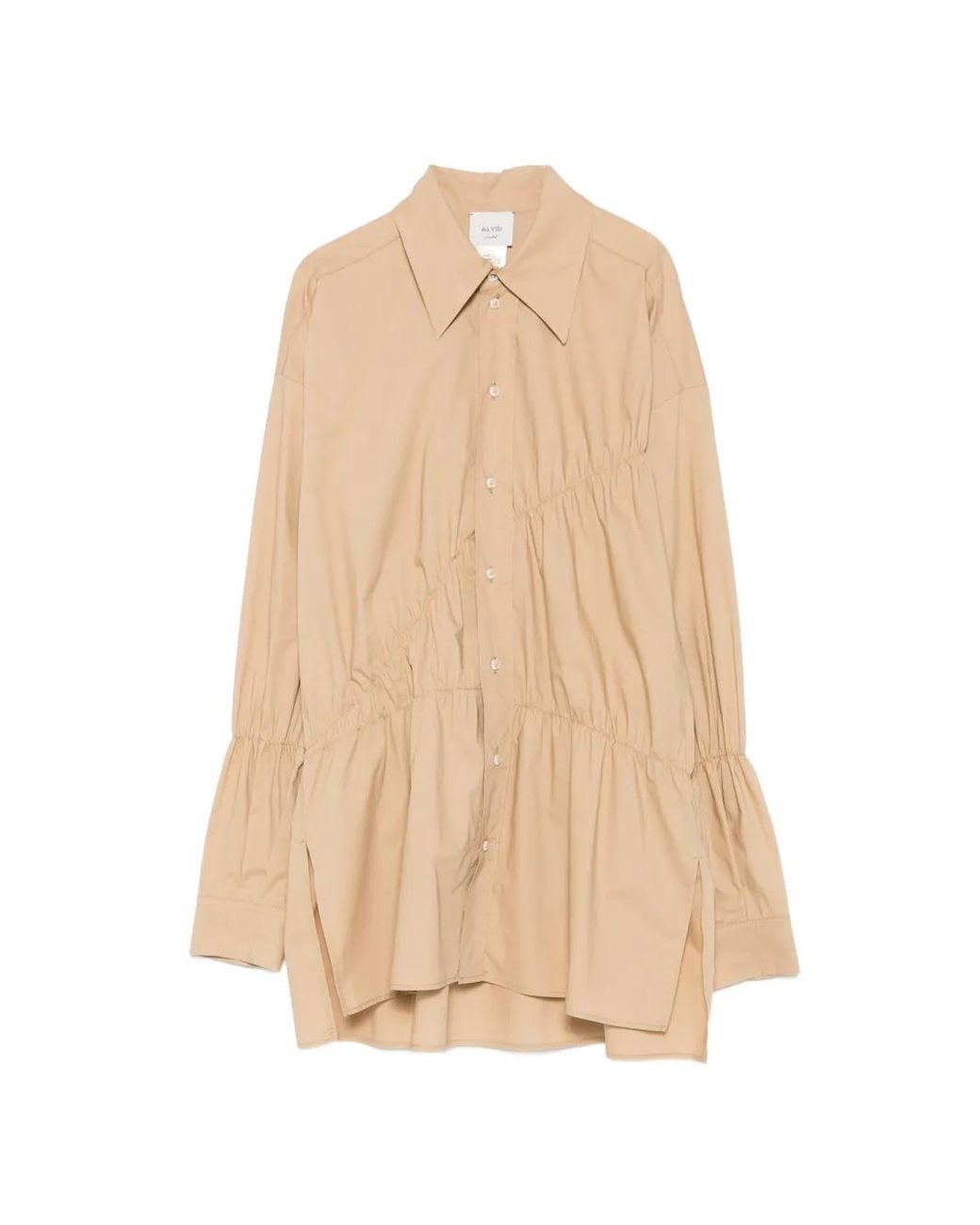 Alysi Natural Ruched Poplin Shirt