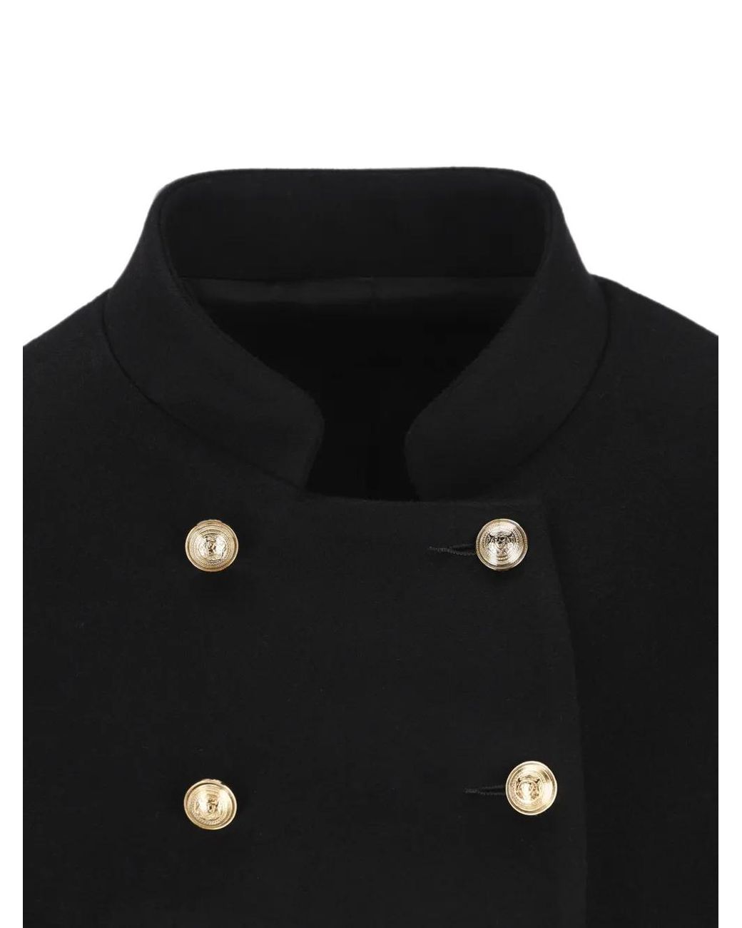 Cini Black Double-Breasted High-Neck Jacket