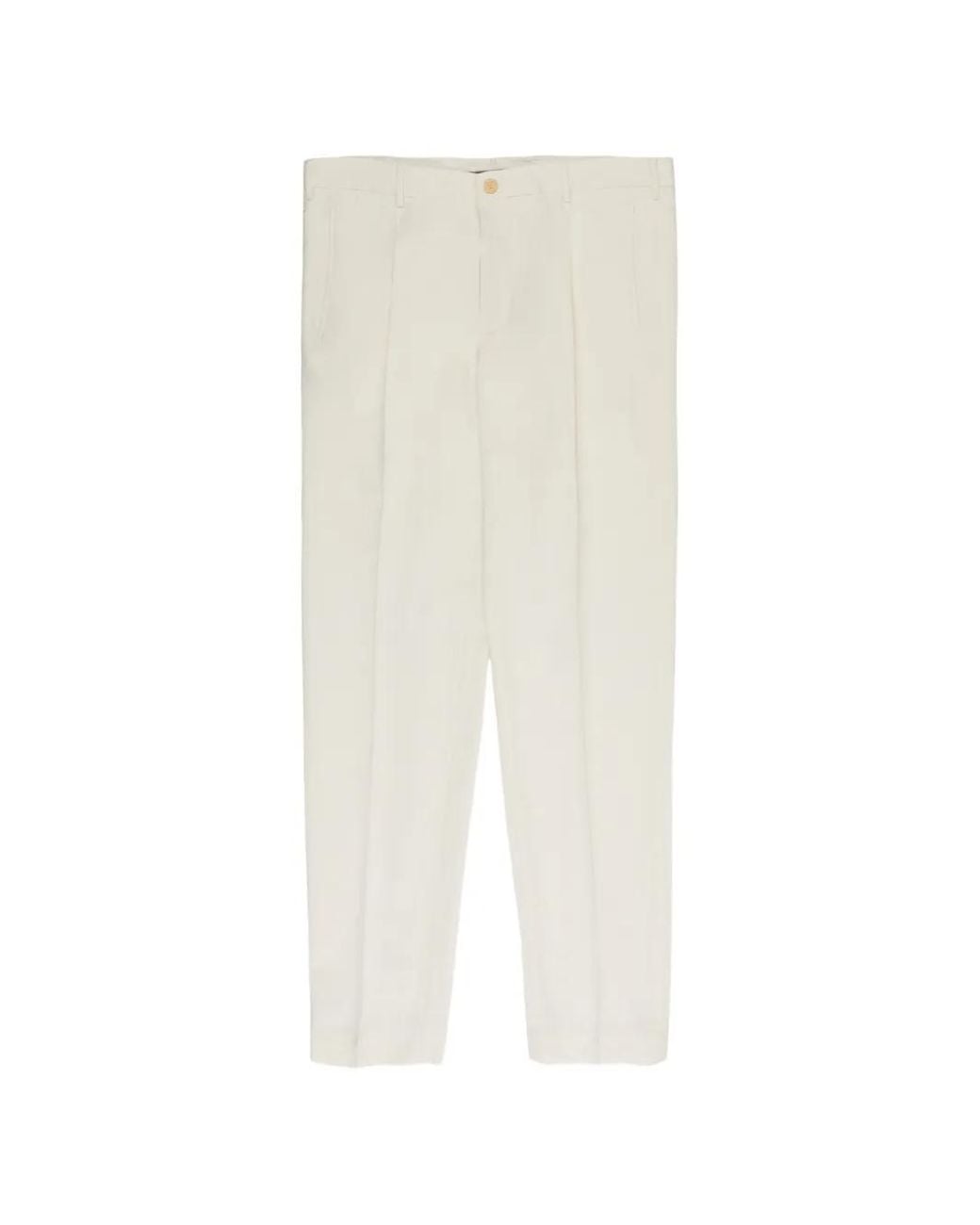 Slowear White Pleated Trousers for men