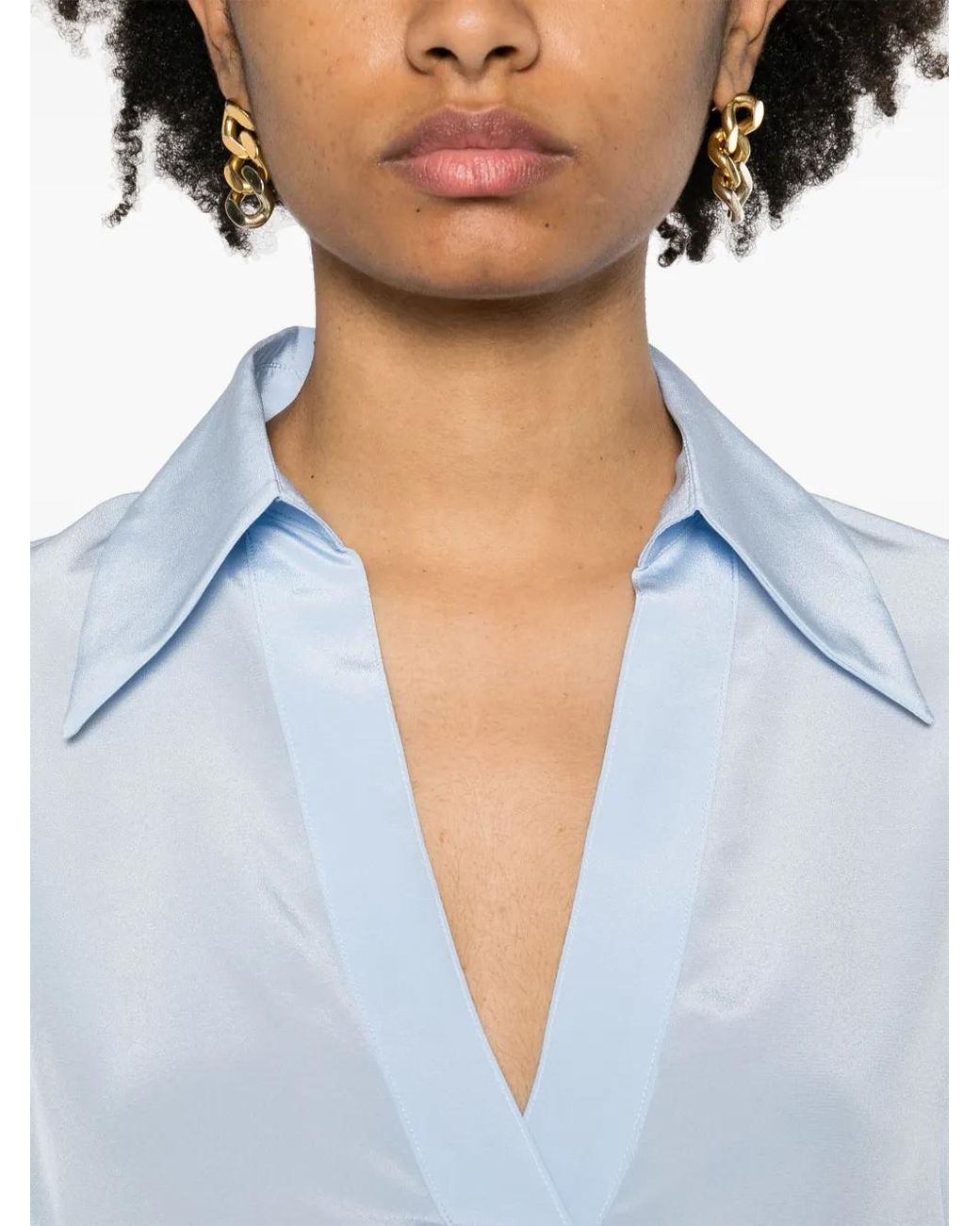 Blanca Vita Blue Benjamin Silk Blouse