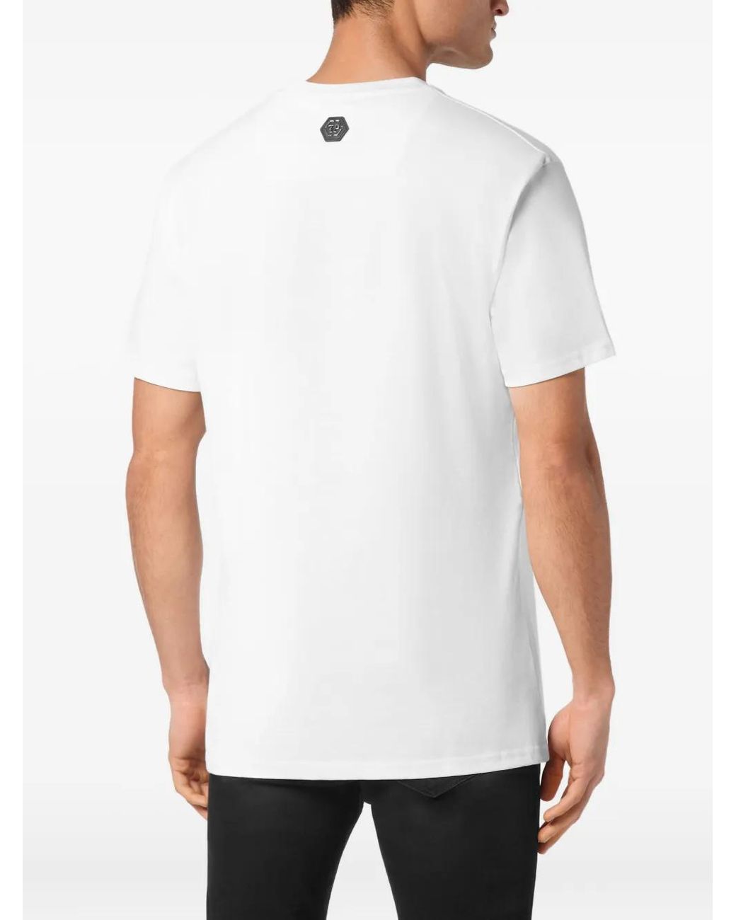 Philipp Plein White Supercar Stones Stones T-Shirt for men