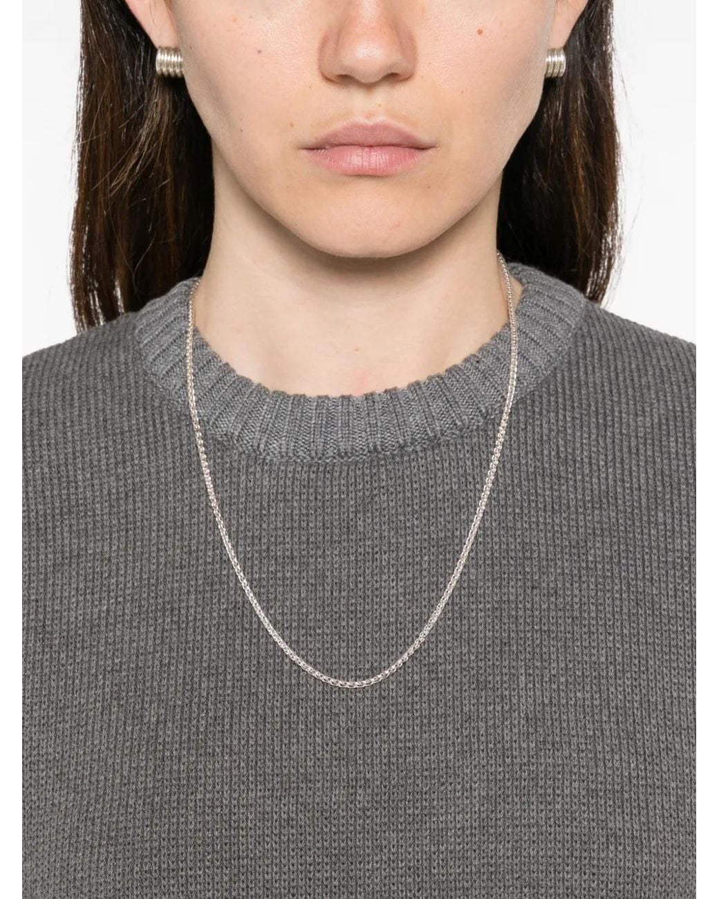 Totême Gray Cropped Knit Sweater
