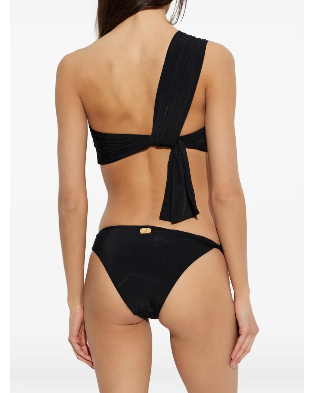 Balmain White One-Shoulder Knotted Bikini