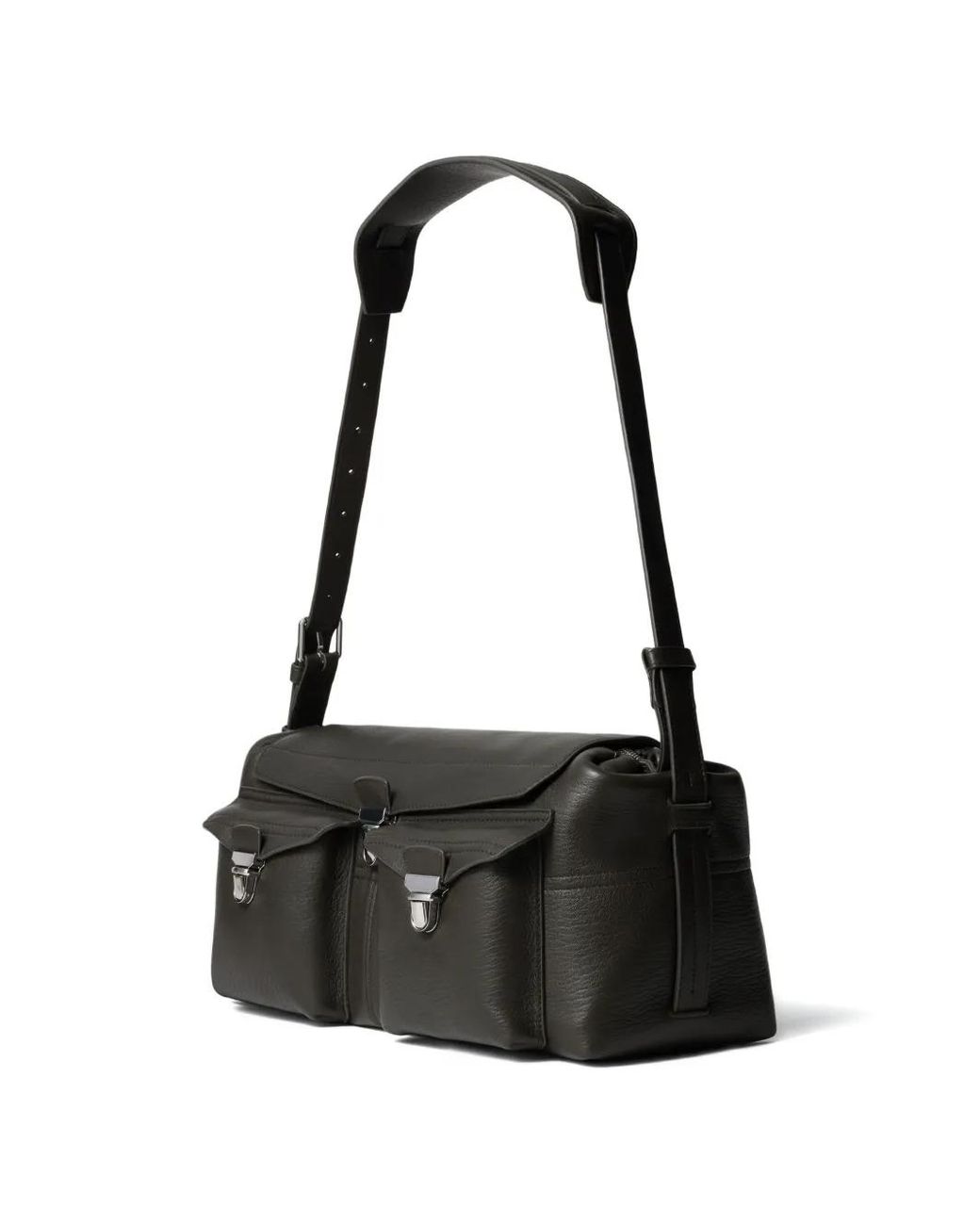 Lemaire Black Flap Metal-Clip Leather Shoulder Bag