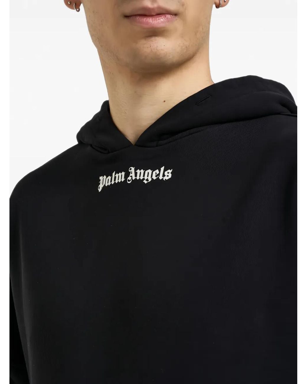 Palm Angels Blue Logo-Print Hoodie for men