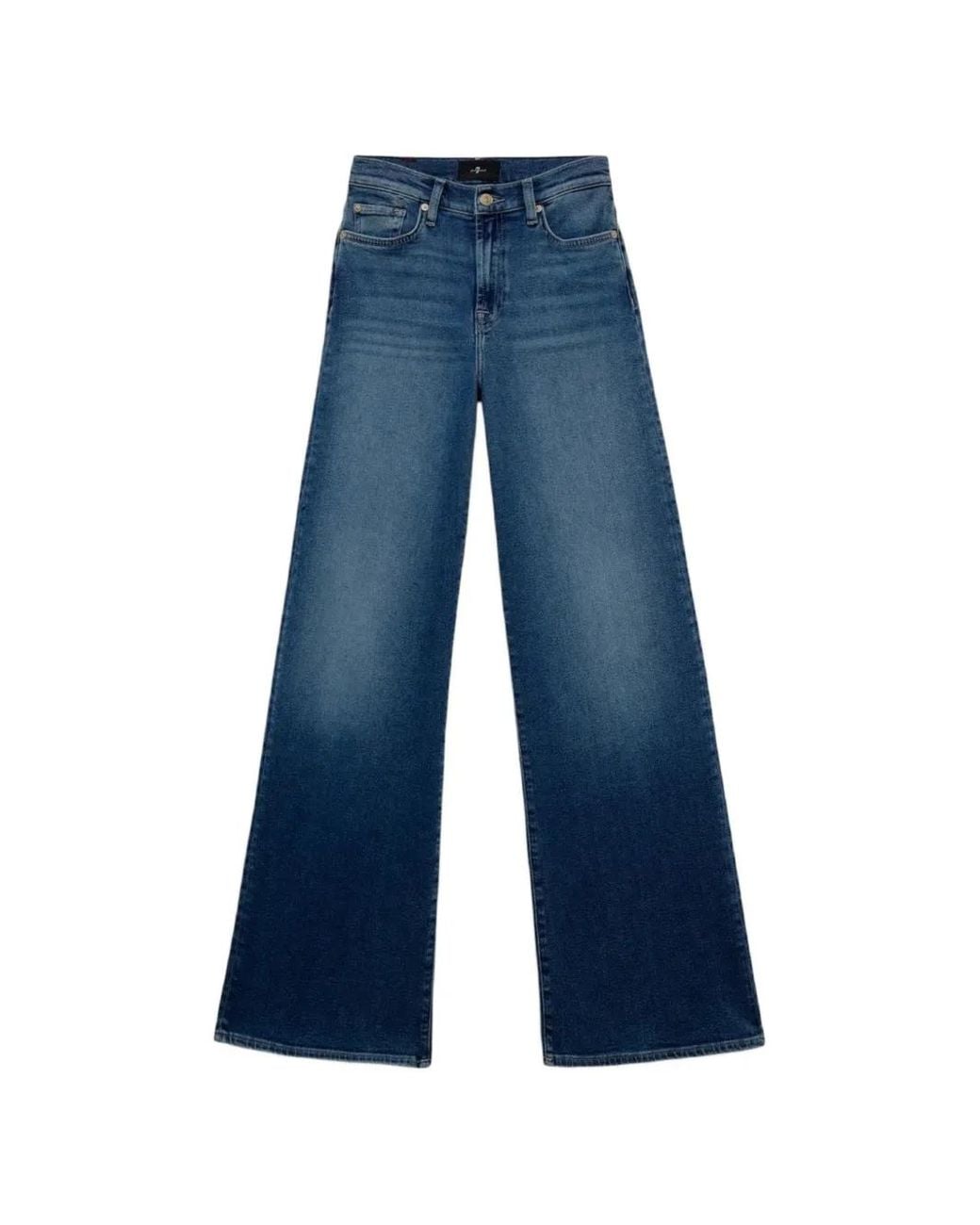 7 For All Mankind Blue Wide-Leg Jeans