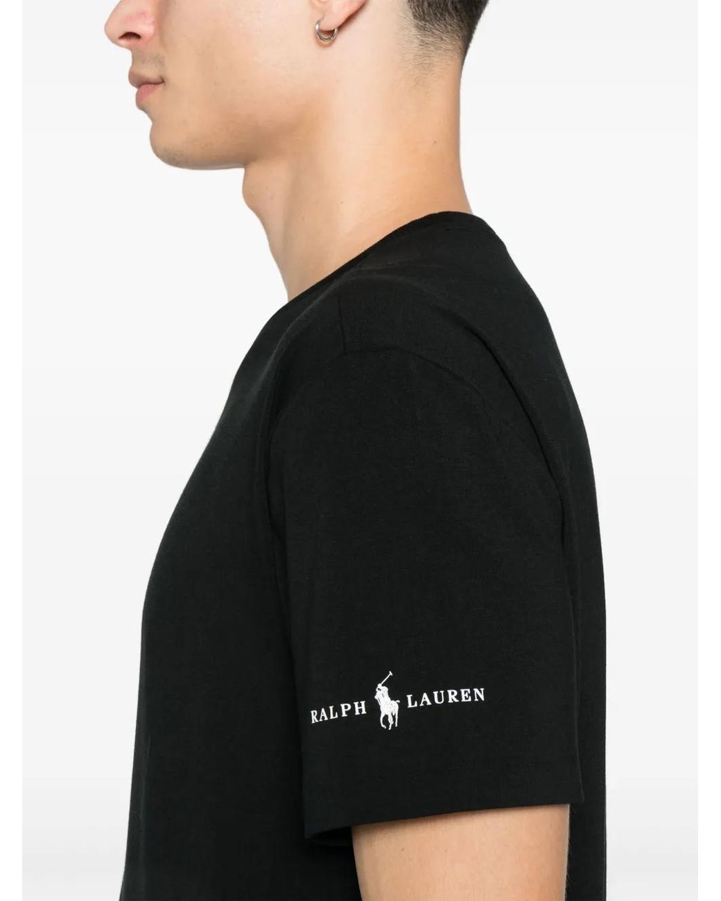 Polo Ralph Lauren Black Undershirt With Logo On The Sleeves for men
