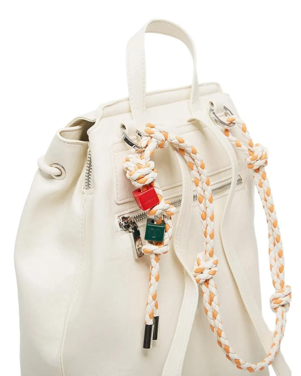 Desigual White Logo-Embossed Drawstring Backpack