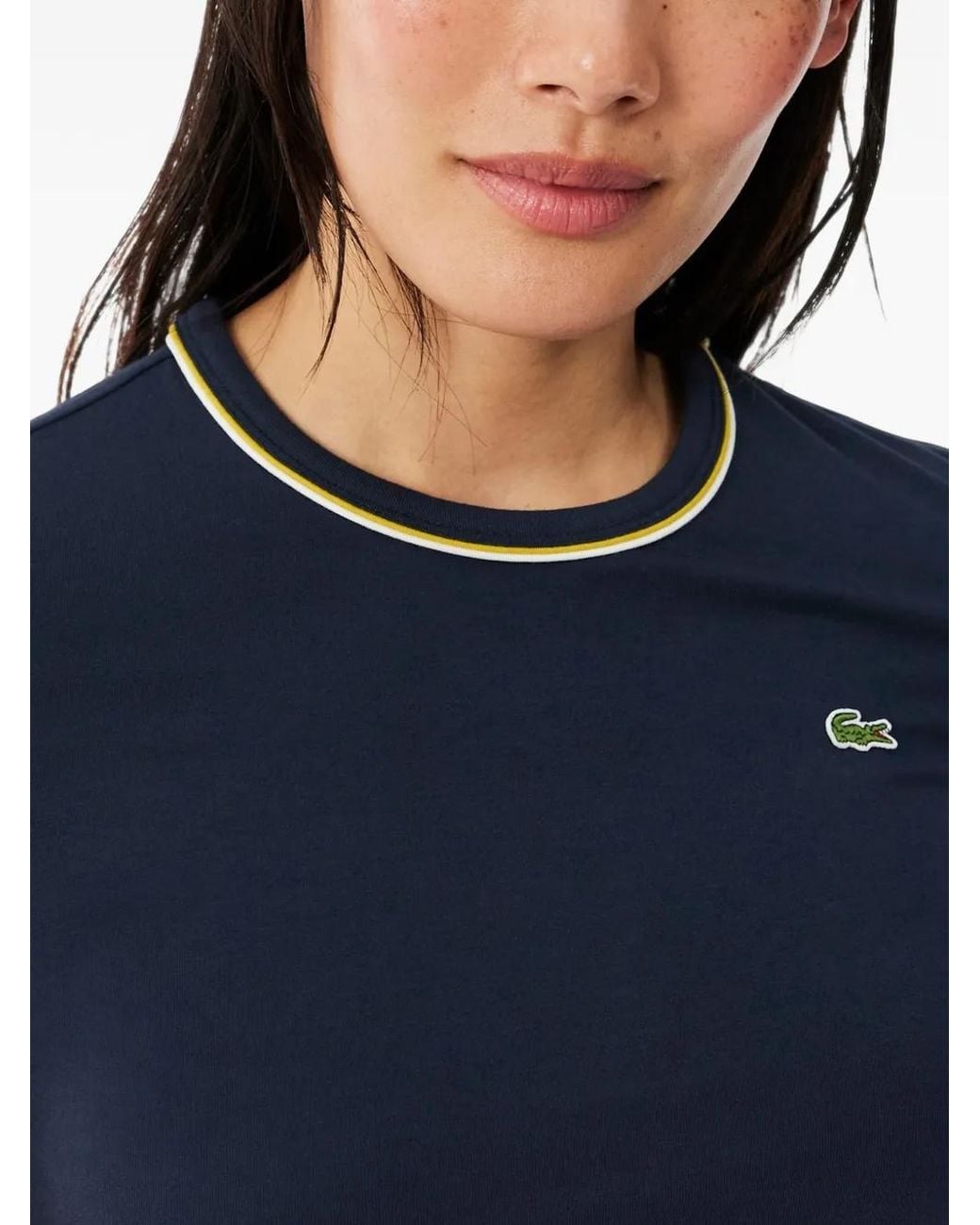 Lacoste Blue Contrast-Trim Jersey T-Shirt