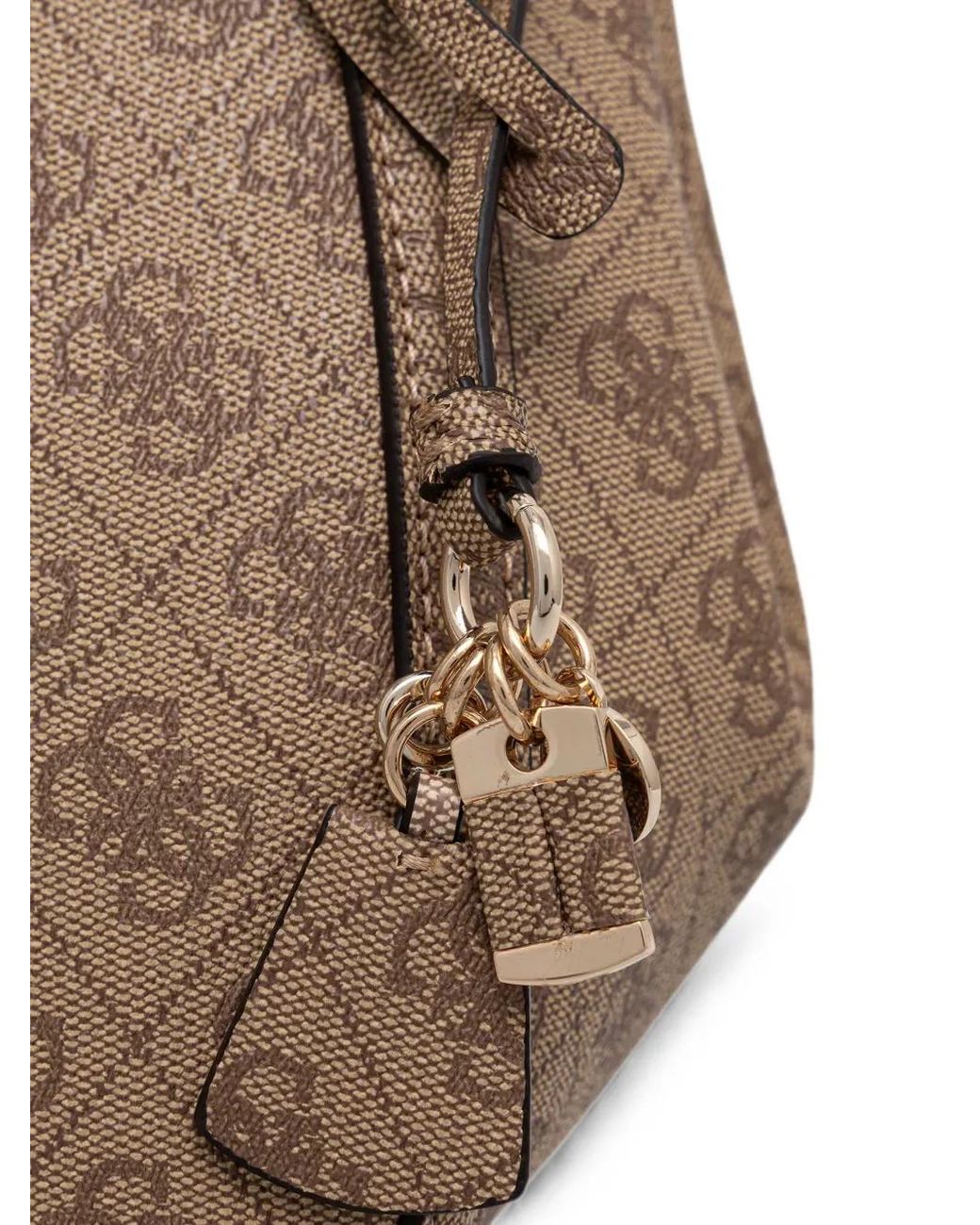 Guess Brown Coleen Logo-Print Satchel Bag