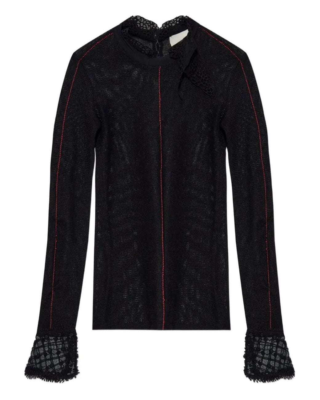 Isabel Marant Black Sarah Lace-Trim Top
