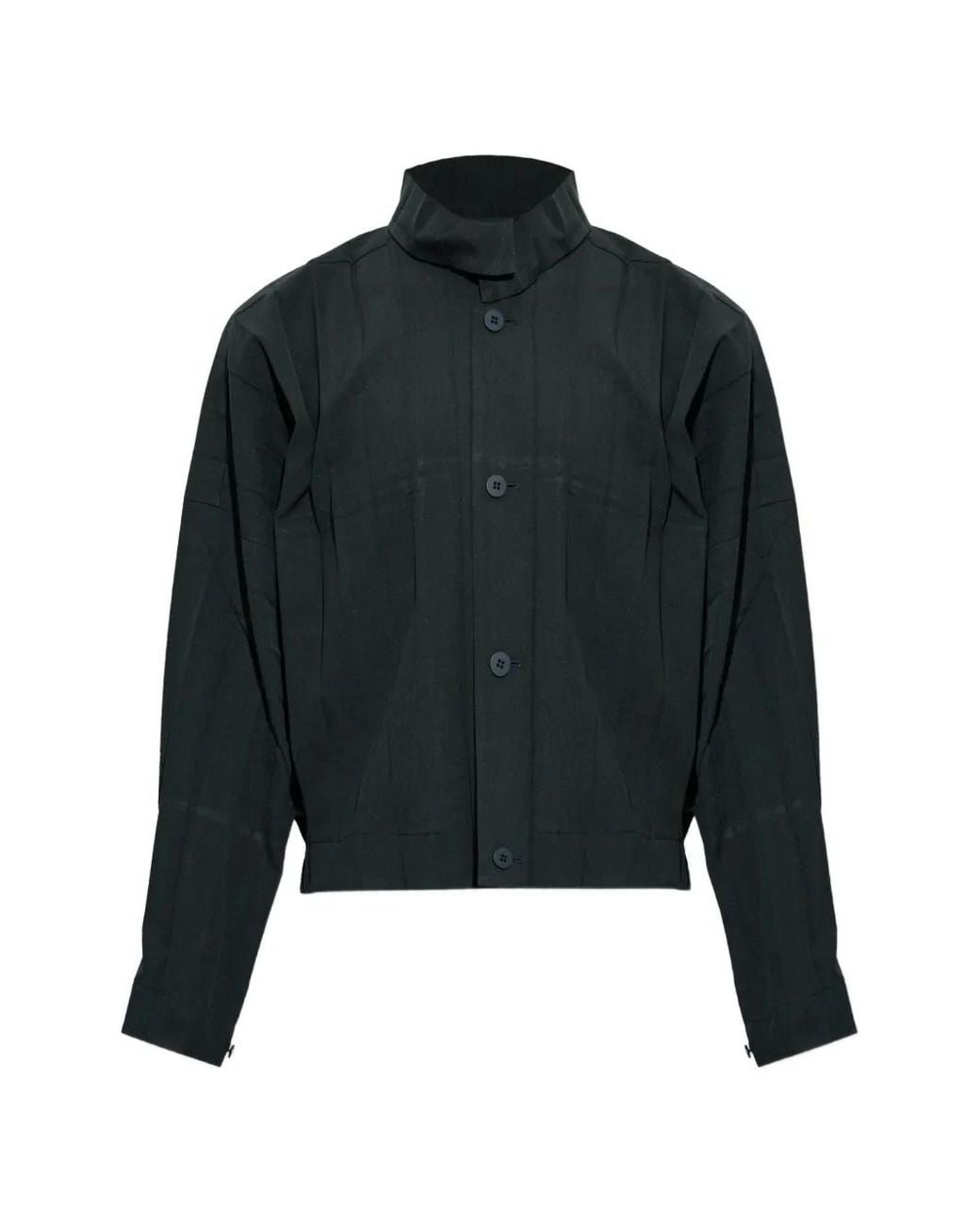 Homme Plissé Issey Miyake Black Edge Ensemble Pleated High-Neck Jacket for men