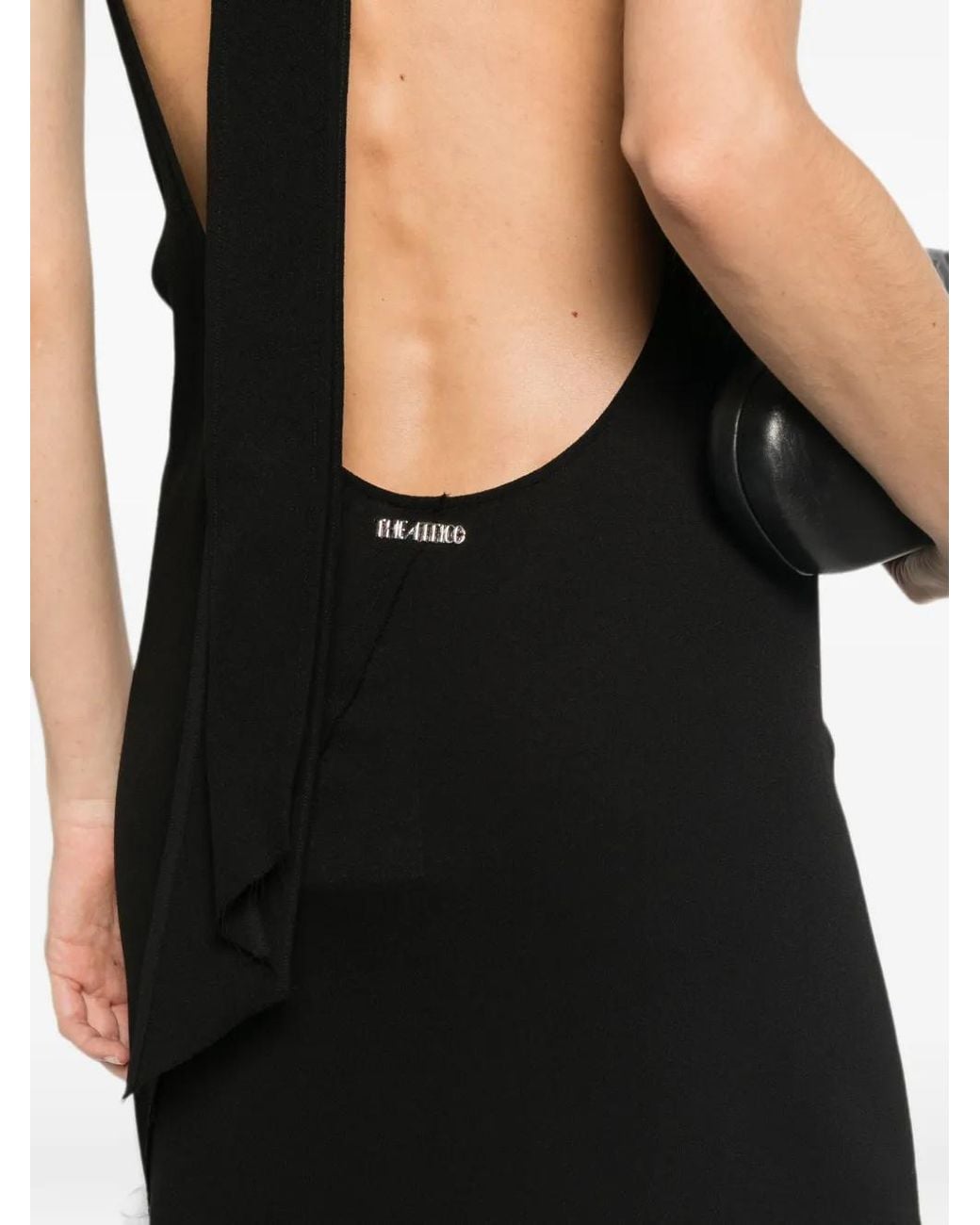 The Attico Black Open-Back Draped Maxi Dress