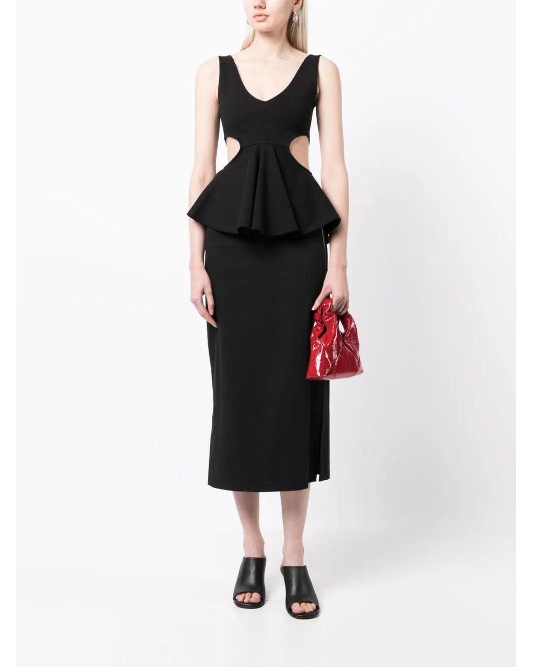 Goen.J Black Cut-Out Ruffled Top
