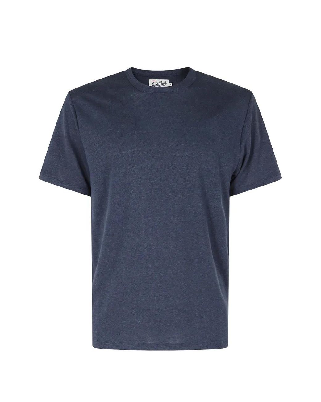 Mc2 Saint Barth Blue Ecstasea Pure Linen T-Shirt With Logo Embroidery for men