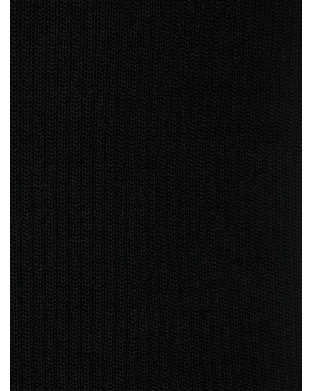 Julius Black Ribbed Circular-Design Scarf for men