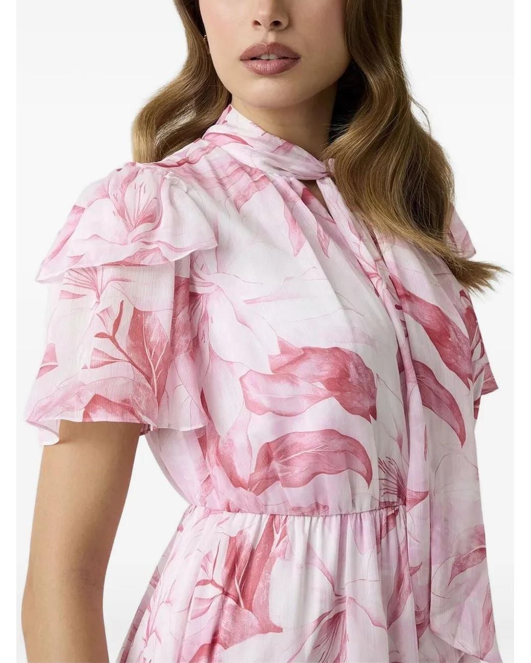 Guess Pink Laila Belted Long Dress