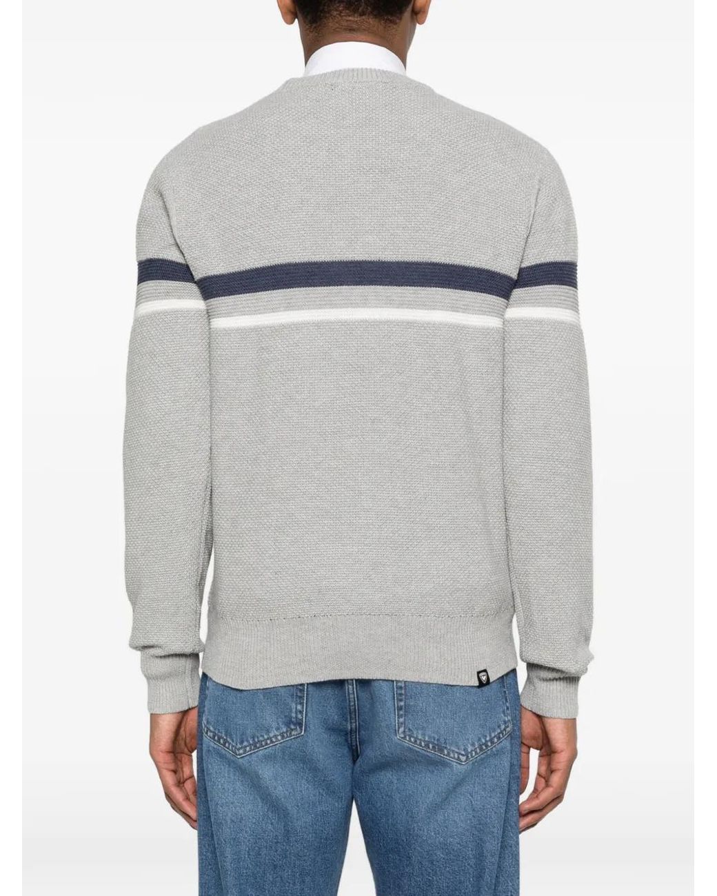 Rossignol Gray Striped Crew-Neck Sweater for men