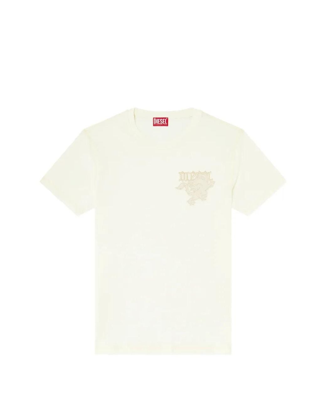 DIESEL White Embroidered-Patch T-Shirt for men