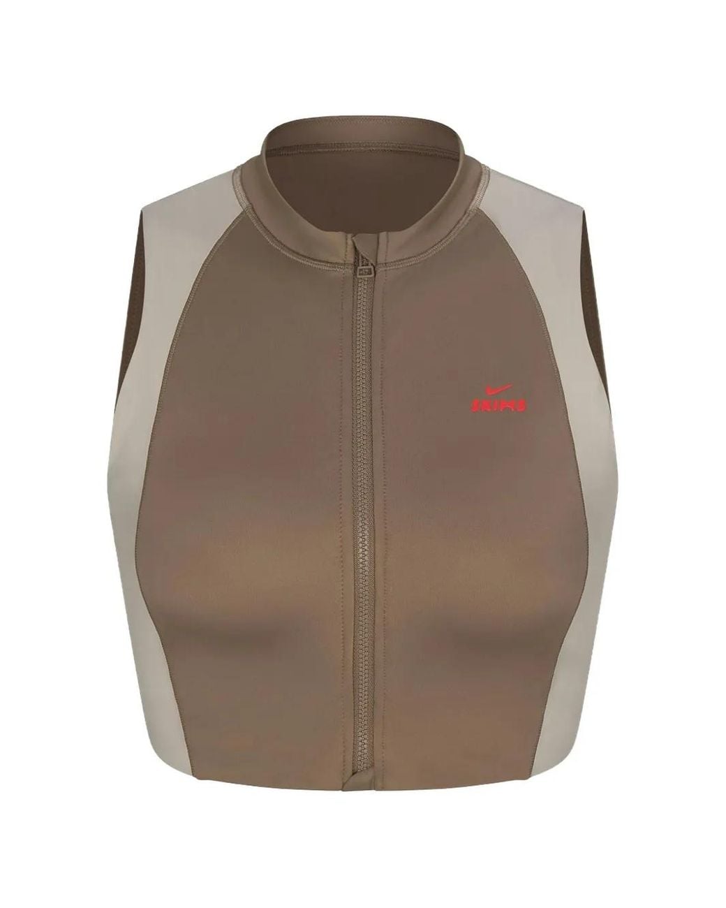 Skims Brown X Nike Front Zip Bra