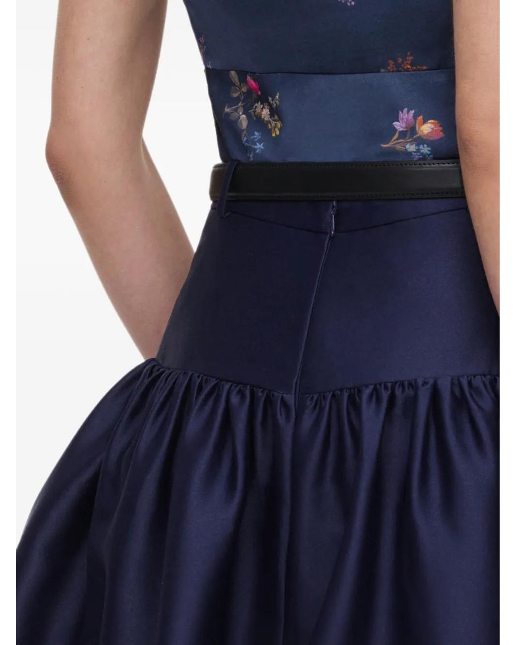 Self-Portrait Blue Taffeta Midi Skirt