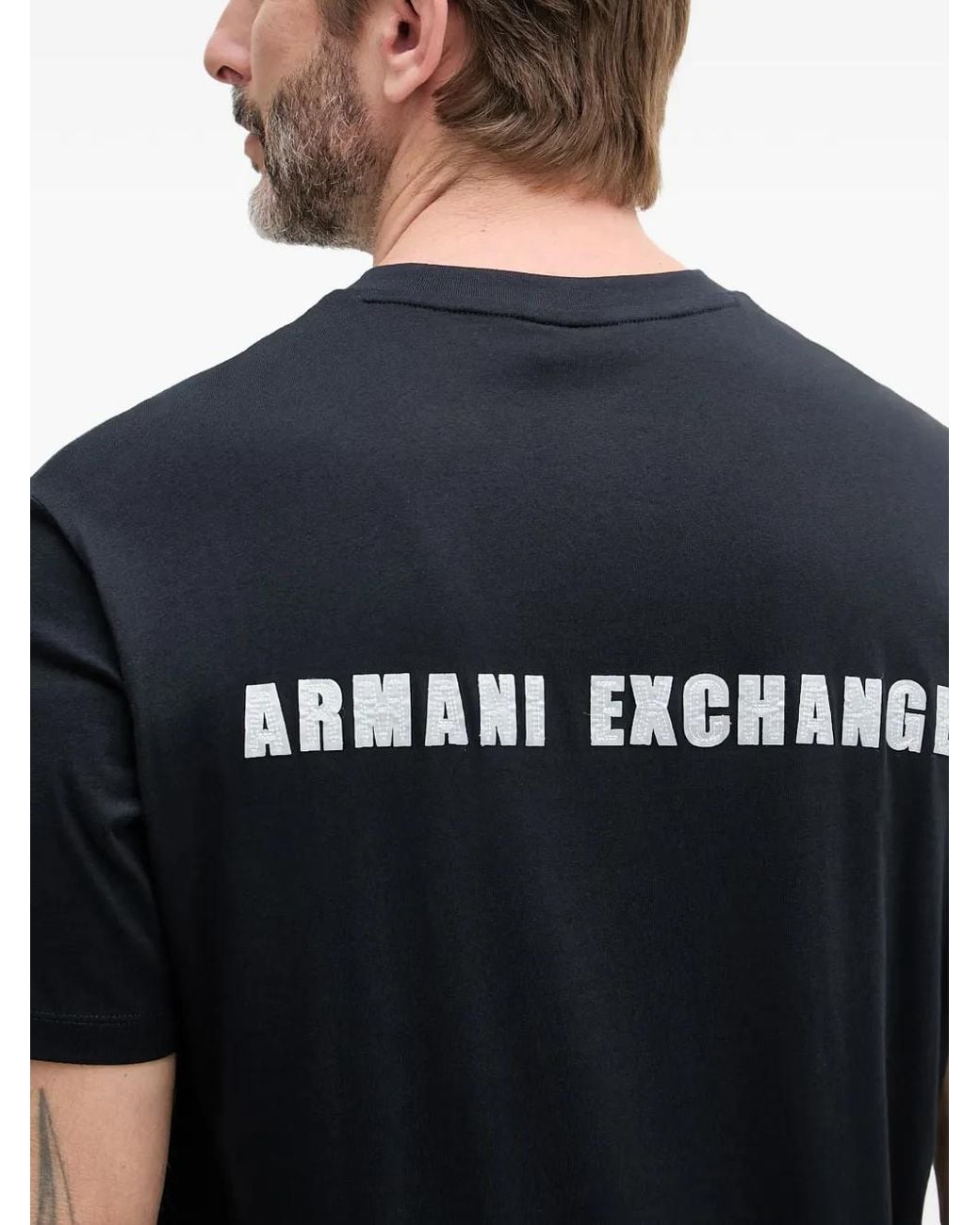 ARMANI EXCHANGE Black Logo-Print T-Shirt for men