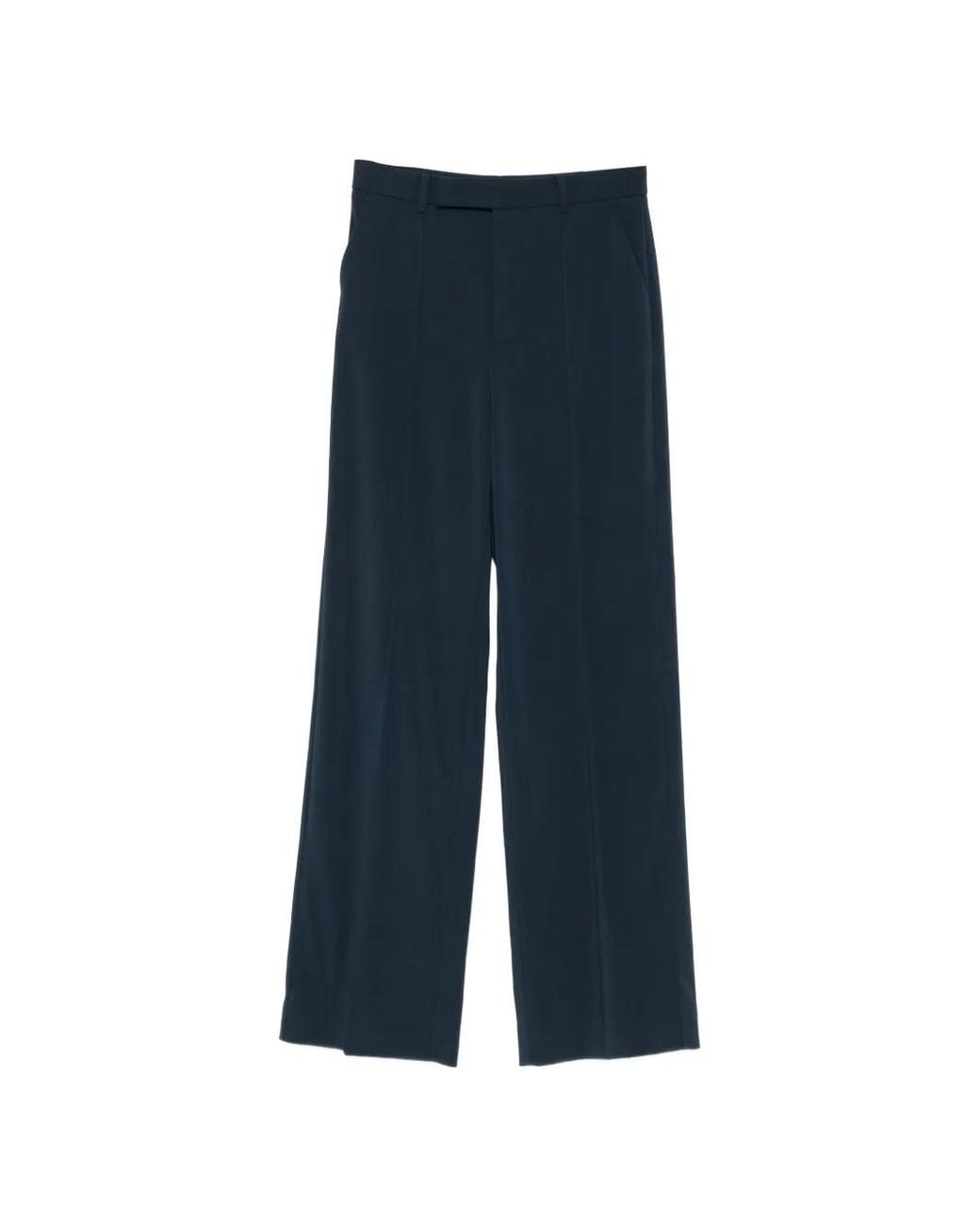 Patrizia Pepe Blue Logo-Plaque Straight-Leg Trousers
