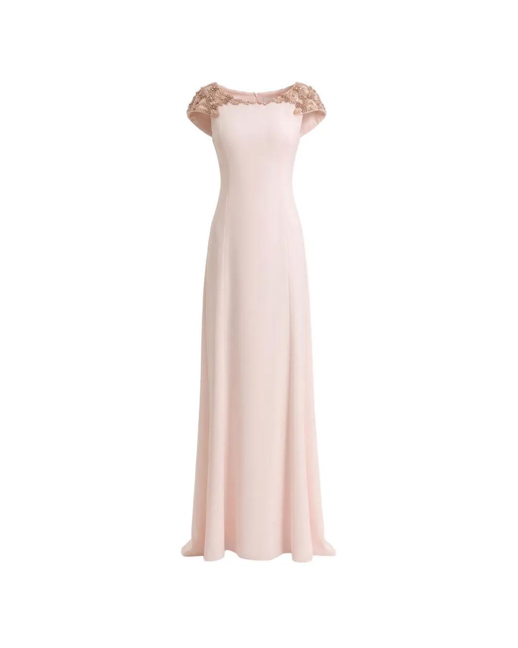 Gemy Maalouf Pink Beaded-Shoulder Maxi Dress