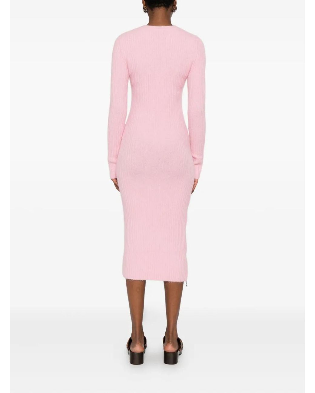 Patrizia Pepe Pink Knitted Midi Dress
