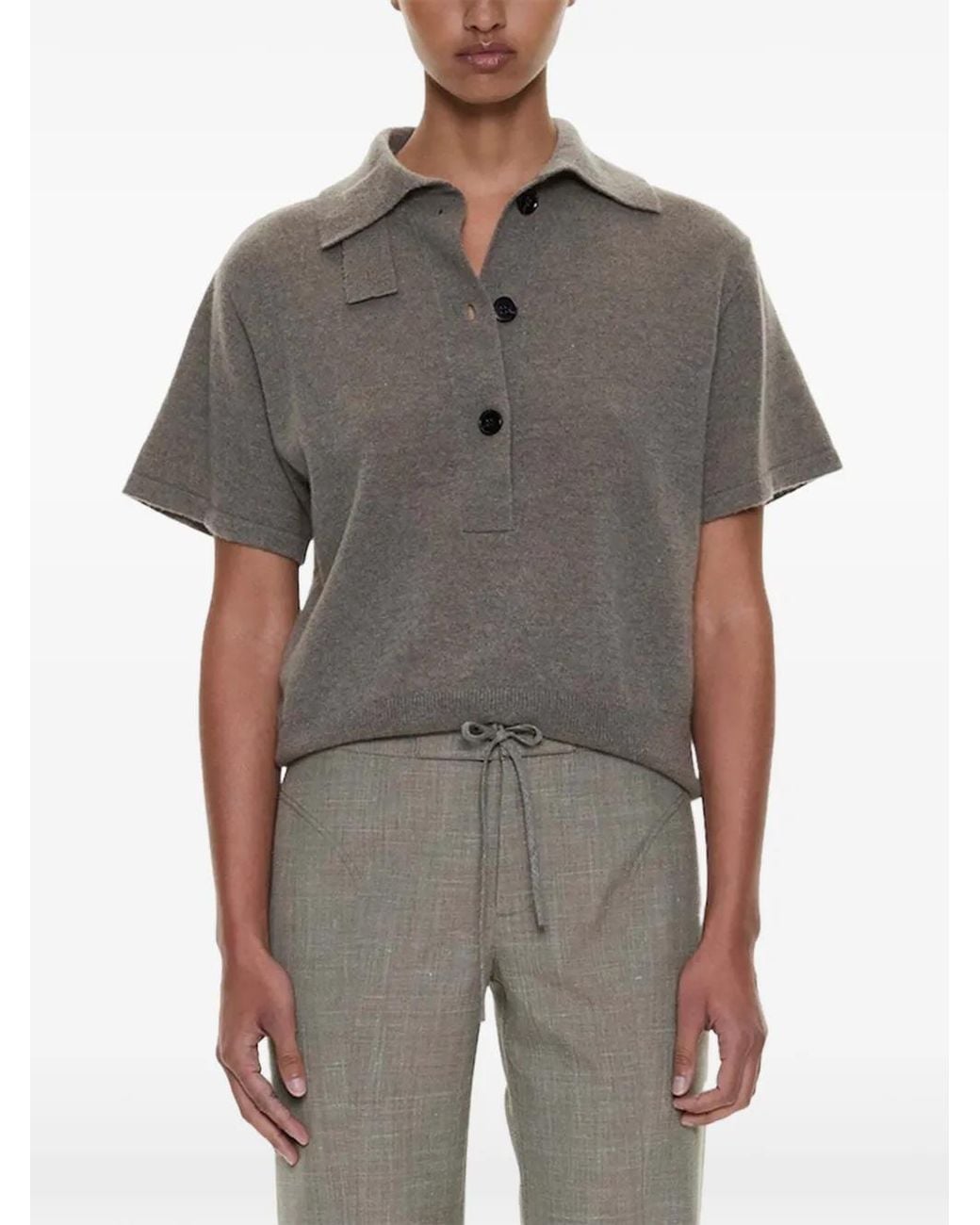 Christopher Esber Gray Short-Sleeve Knit Polo Shirt