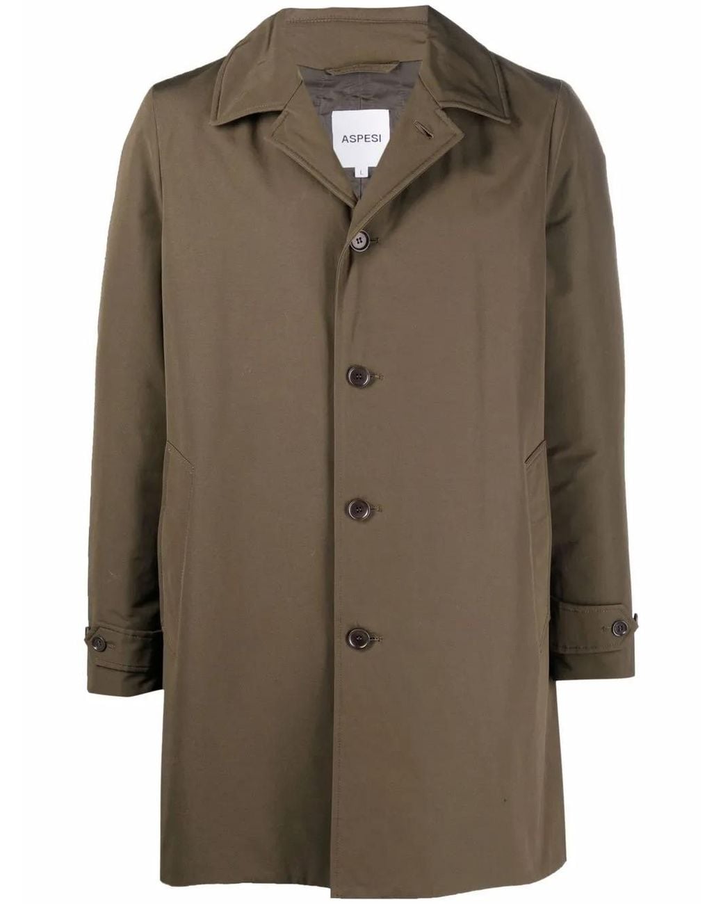 Aspesi Green Single-Breasted Tailored Coat for men