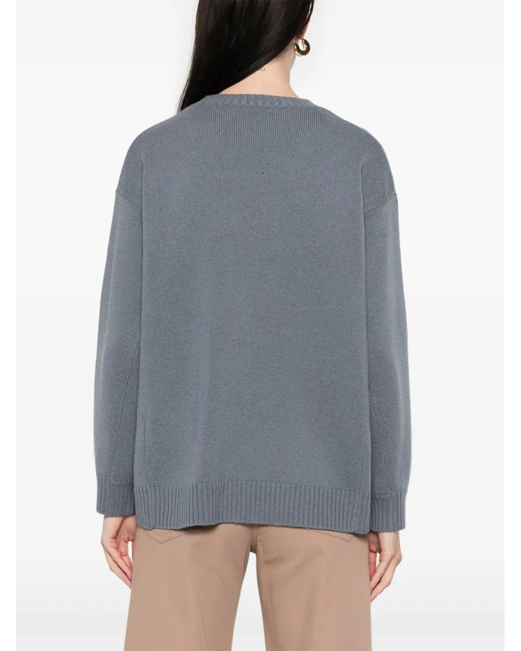 Max Mara Gray Chic Dropped Shoulder Sweater