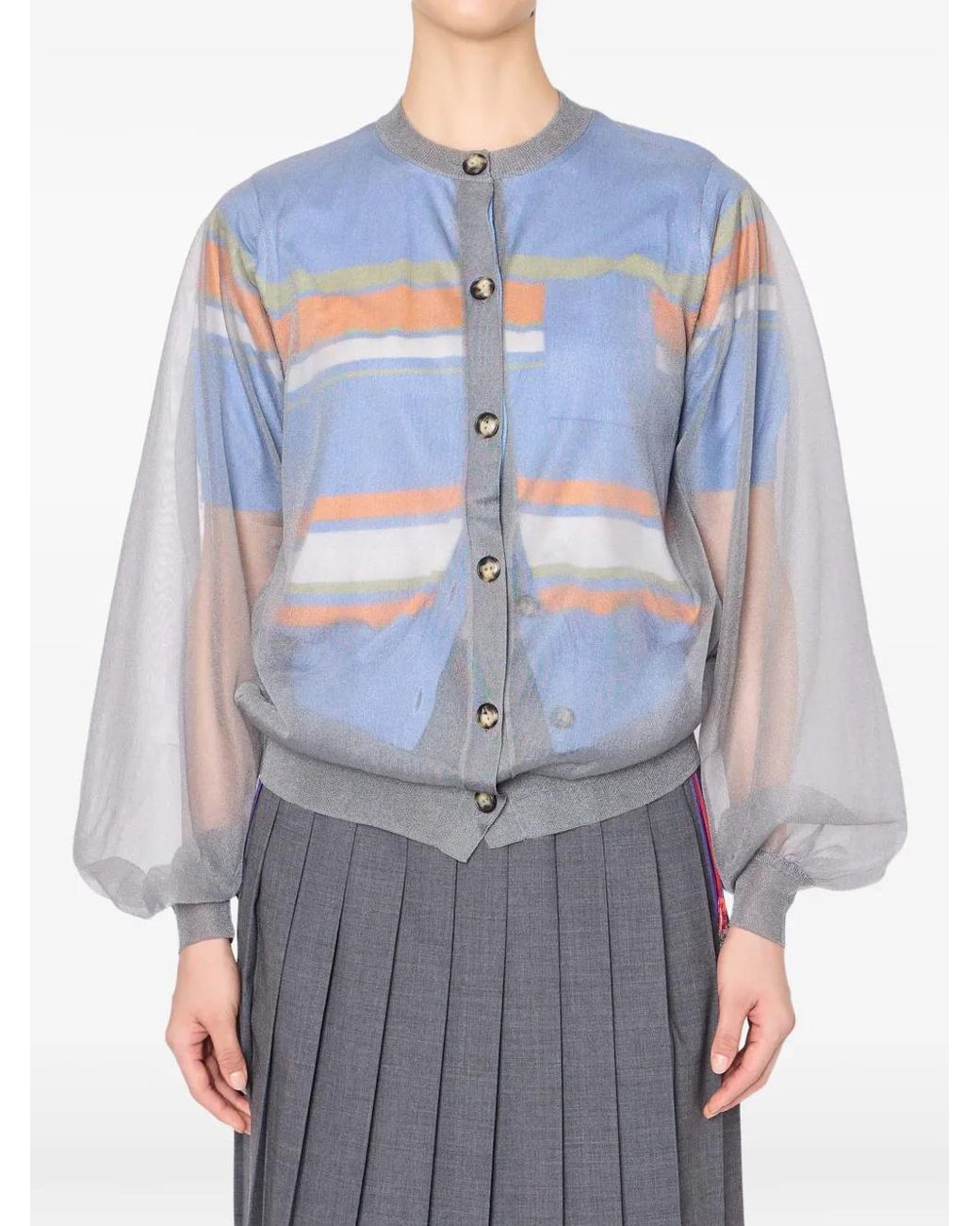Kolor Blue Balloon-Sleeve Cardigan