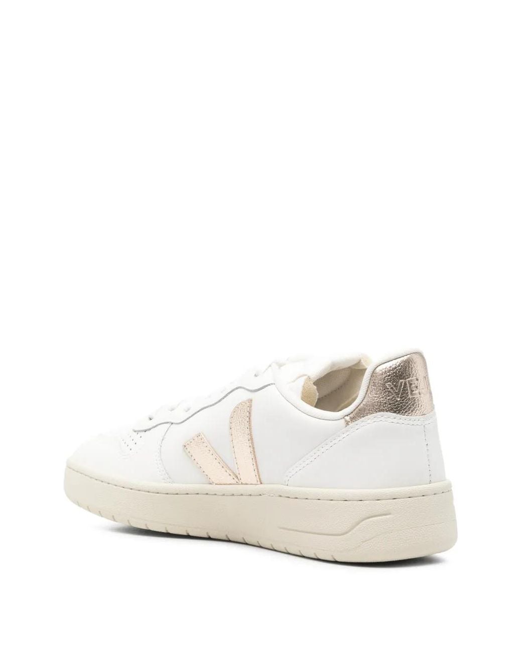 Veja White V-10 Leather Platine Sneakers