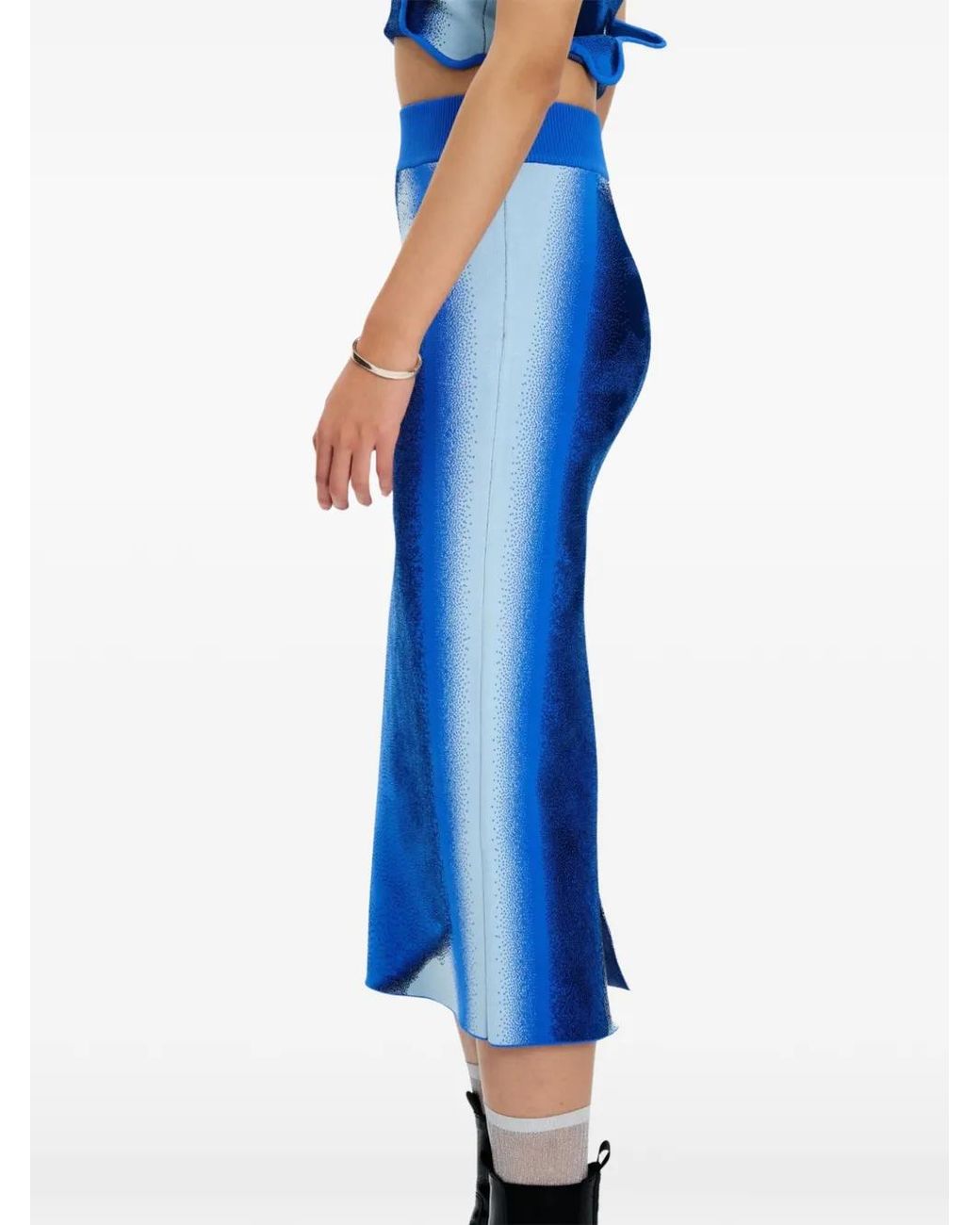 Ph5 Blue Elastic-Waistband Midi Skirt
