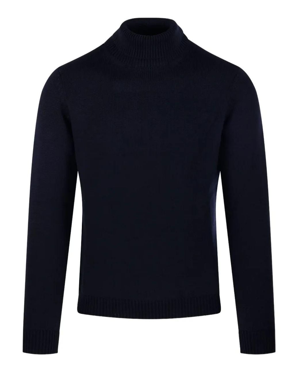 Roberto Collina Blue Ribbed-Knit Roll-Neck Sweater for men