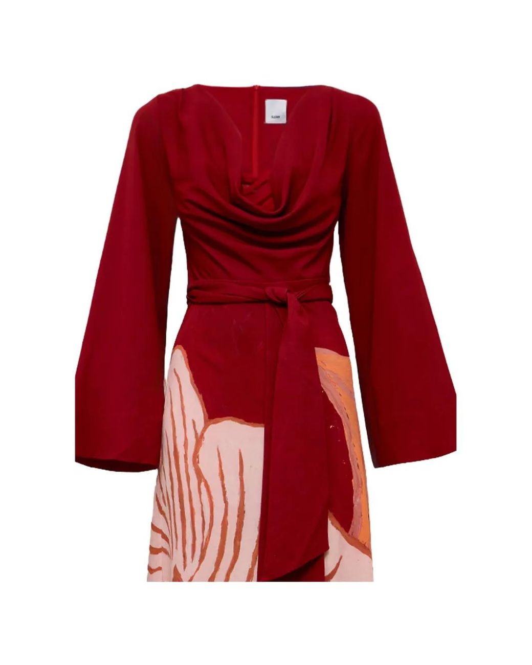 Acler Red Lindon Cowl-Neck Midi Dress