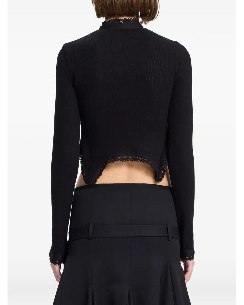 Ann Demeulemeester Black Nacine Serafino Lace-Trim Cropped Top
