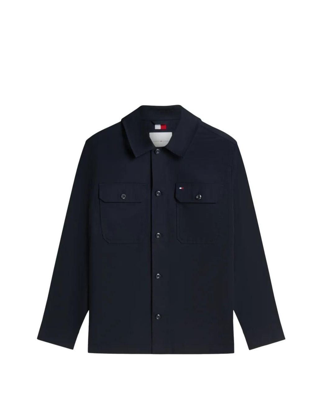 Tommy Hilfiger Blue Logo-Patch Button-Up Jacket for men