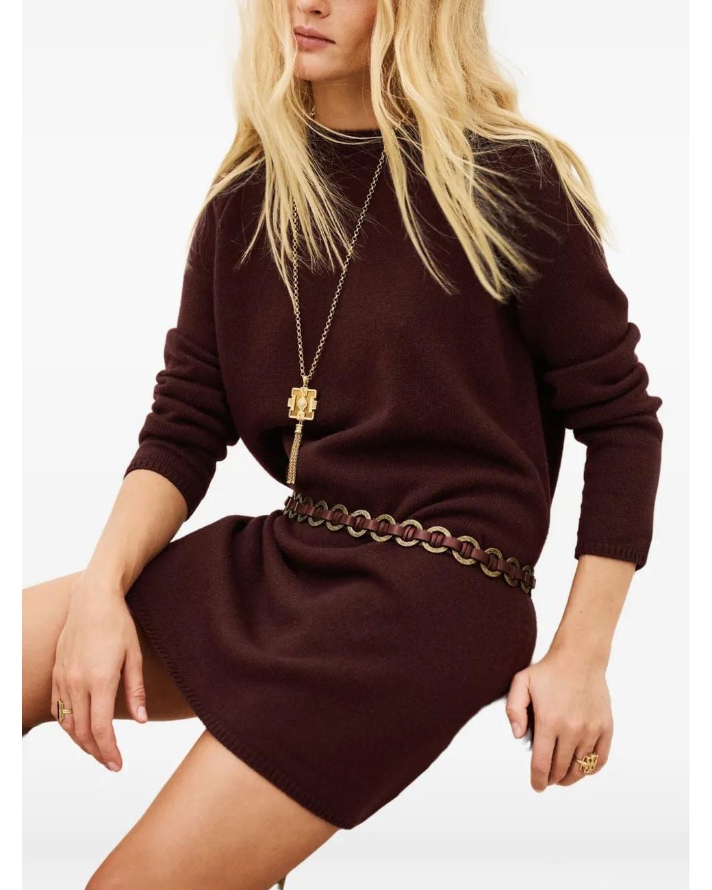 Ba&sh Purple Atess Zip-Back Knitted Mini Dress