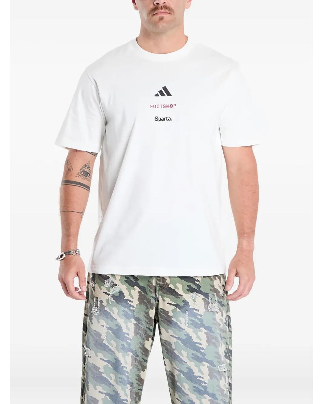 Adidas White X Footshop X Sparta Logo-Detailed T-Shirt