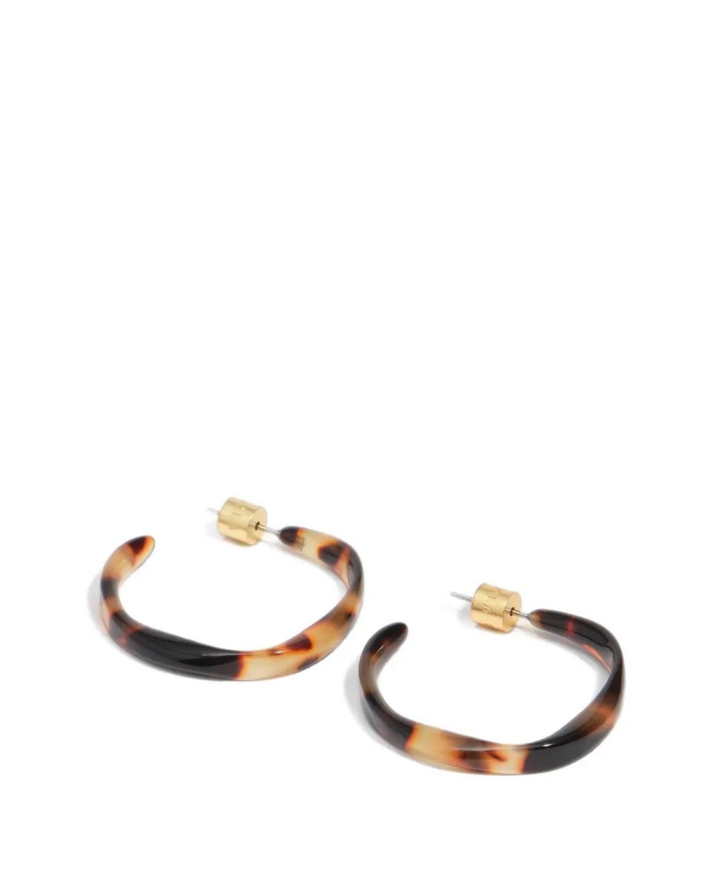 Bimba Y Lola Brown Tortoiseshell-Effect Irregular Hoop Earrings