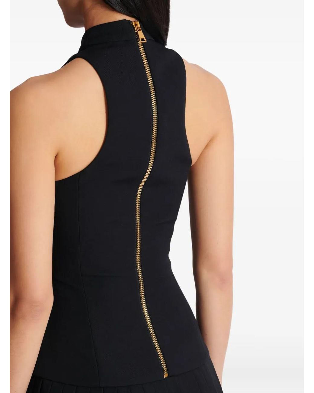 Balmain Blue Flared Grain De Poudre Dress With Belt Detail
