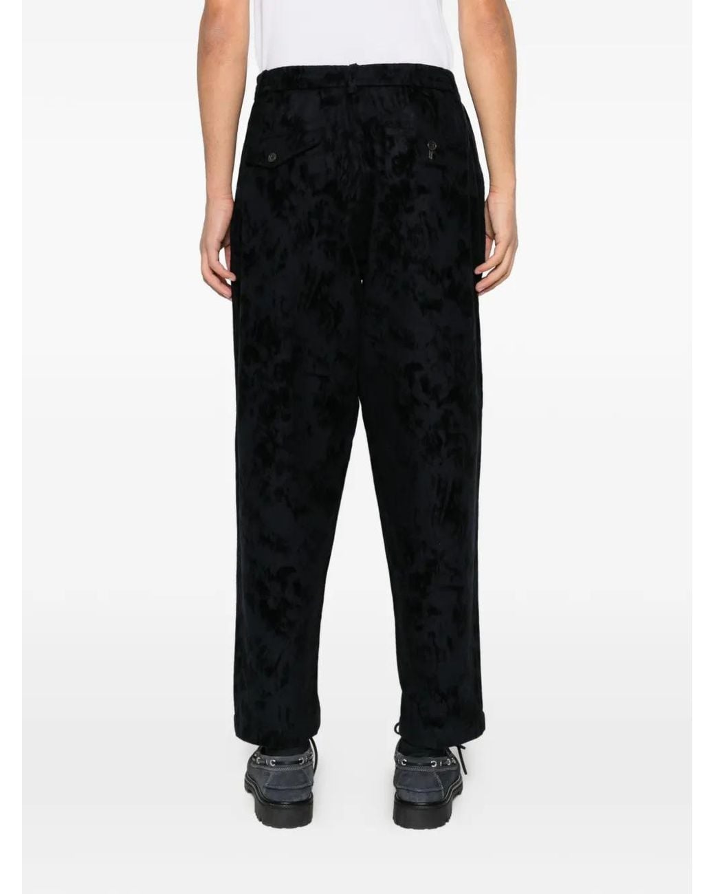 Universal Works Black Be Bop Abstract-Pattern Pleated Trousers for men