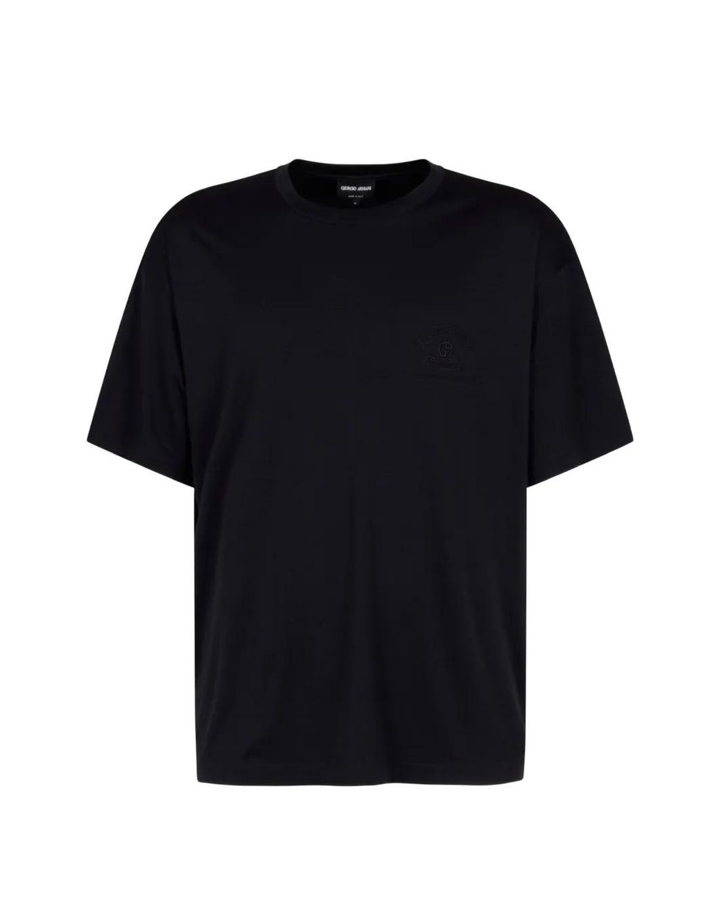 Giorgio Armani Black Cotton And Modal T-Shirt With Embroidery for men