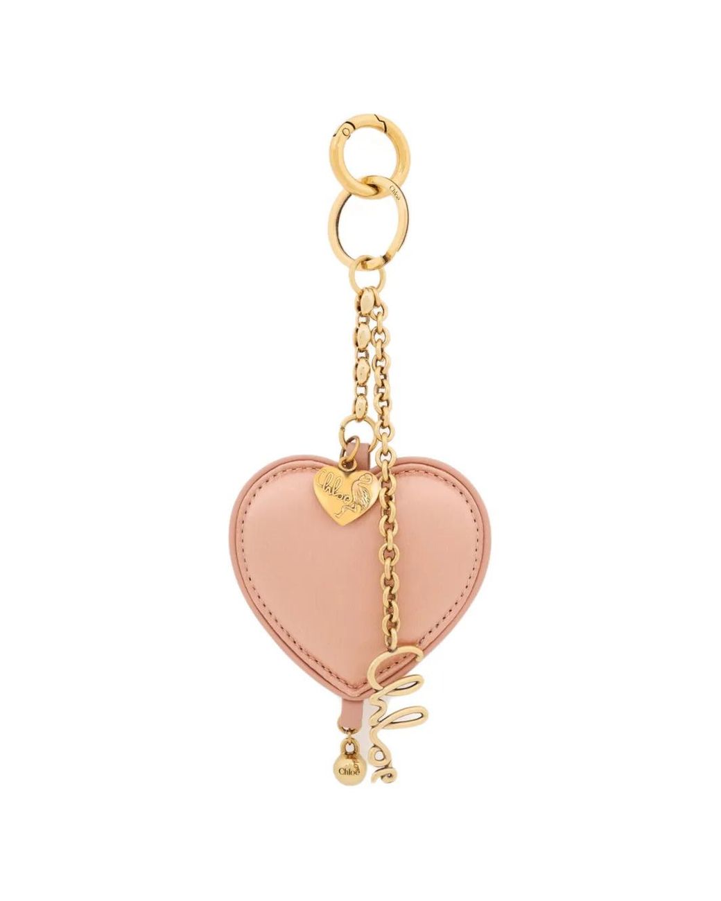 Chloé White Symbols Heart Key Ring Bag Charm